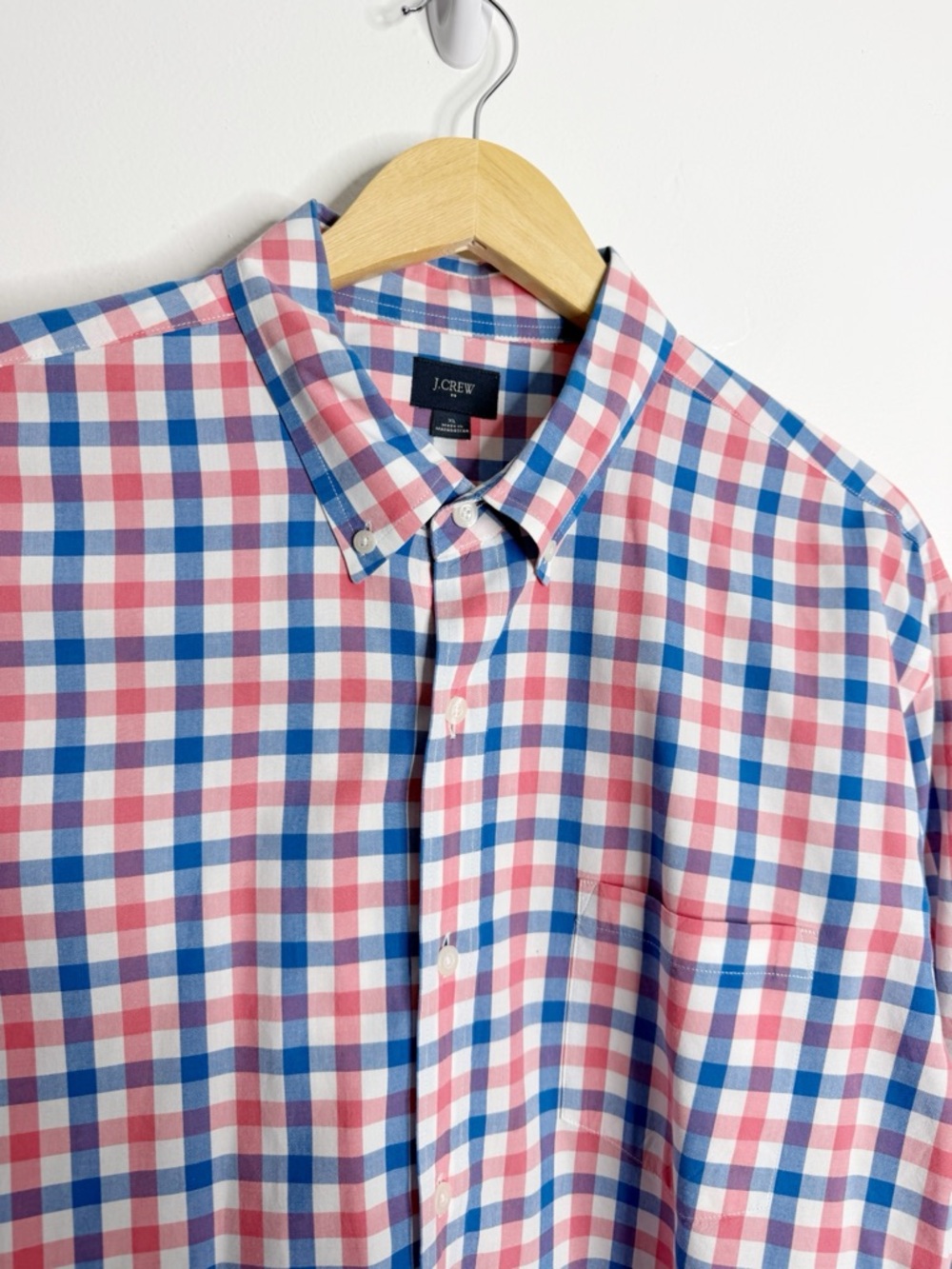 J. Crew‎ Men’s Red Blue Gingham Button Down Shirt XL Long Sleeve Preppy Casual